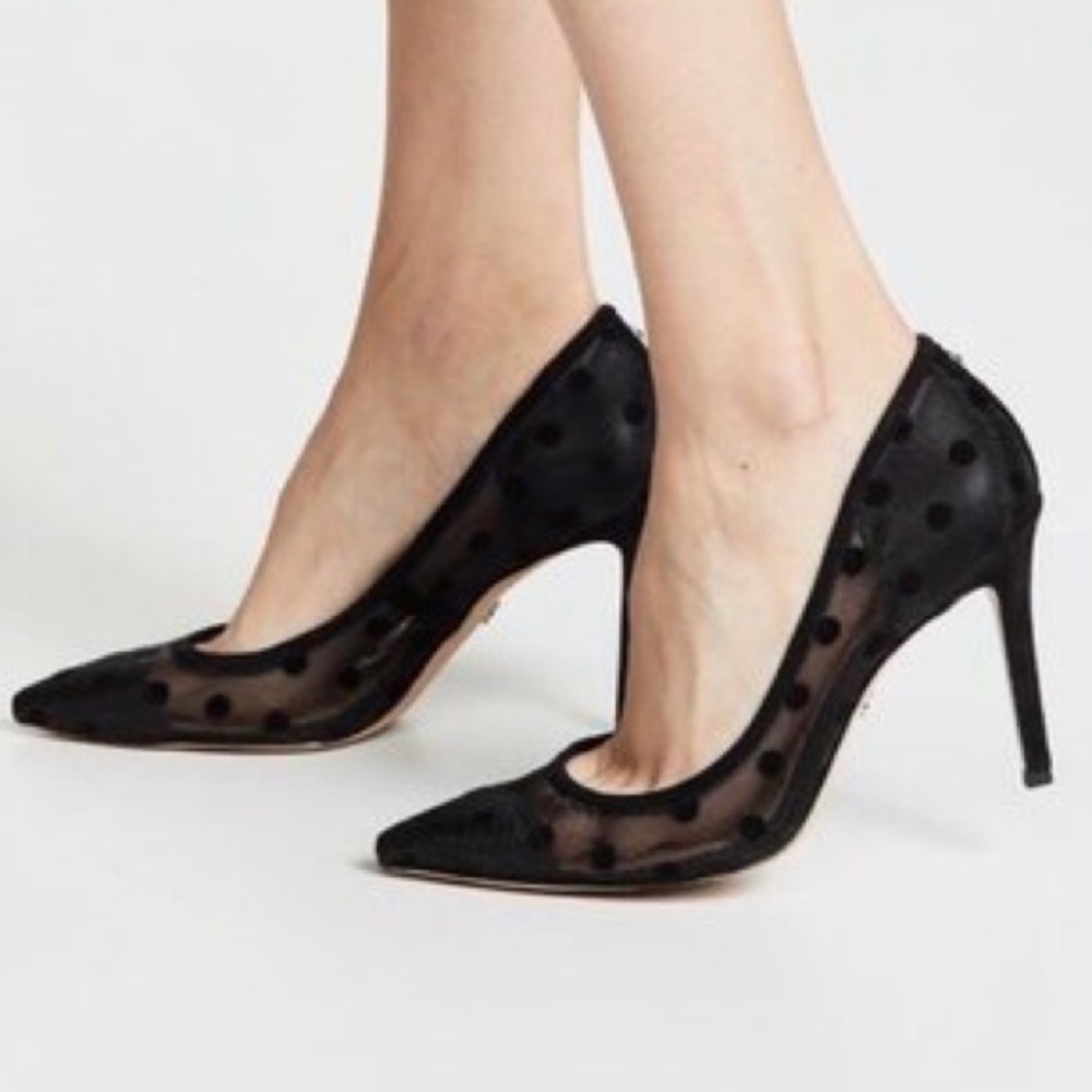 Sam Edelman Hazel Pumps in Black Dotted Mesh